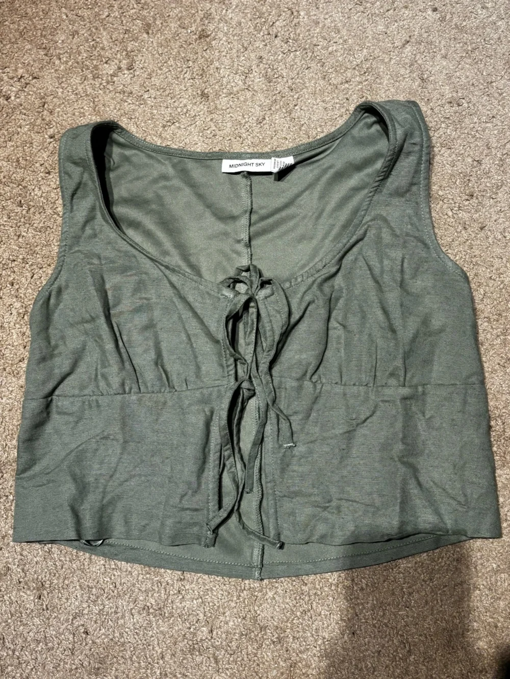 Olive green matching set, tank and wide leg pants
